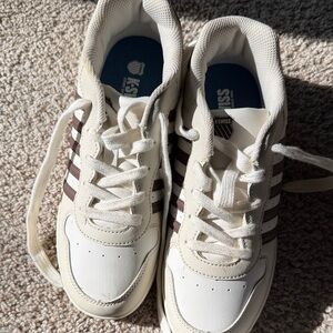 K-Swiss Cream and Brown Athletic Shoes